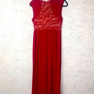 Adrianna Papell Red lace overlay Maxi sleeveless Gown Dress Size 6